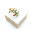 Bague en acier inoxydable Feuilles Multicolores