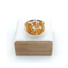 Bague Acier Inoxydable Orange et Blanche