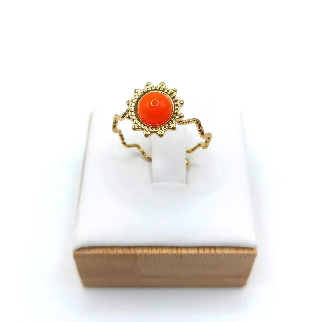 Bague en acier inoxydable Soleil Orange