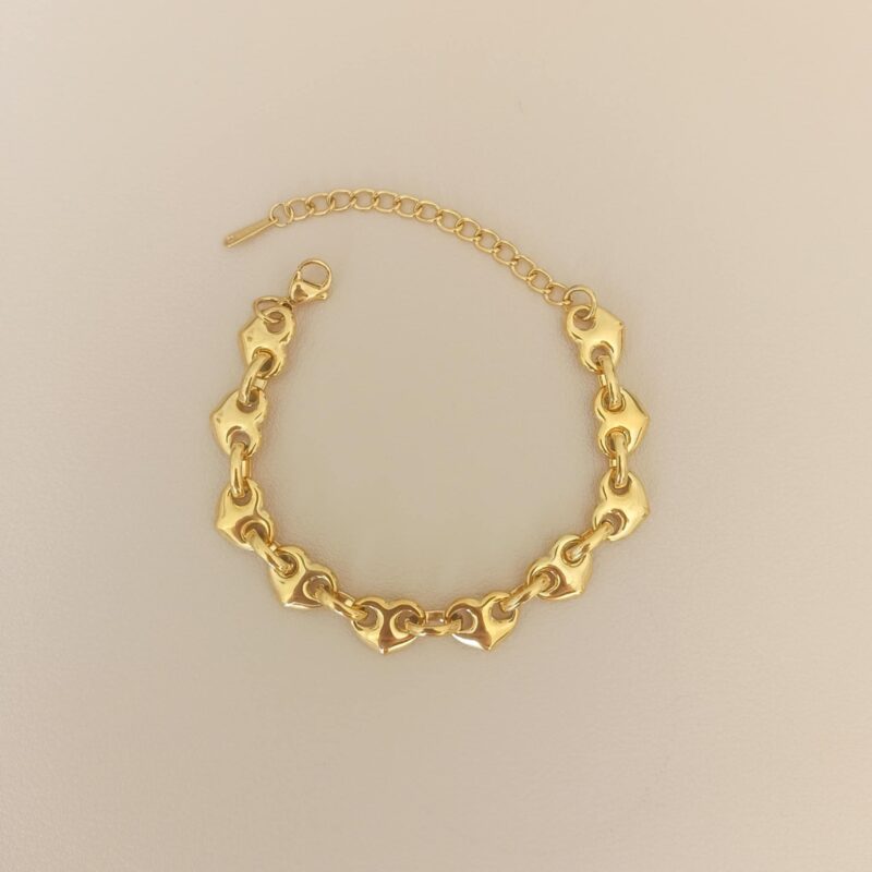 Bracelet Acier Inoxydable – Chaîne de Cœurs