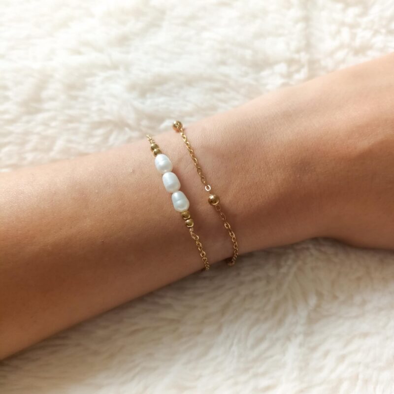 Bracelet Acier Inoxydable – Perles Naturelles d’Eau Douce