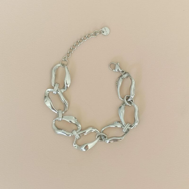 Bracelet Acier Inoxydable – Mailles Ovales Argenté