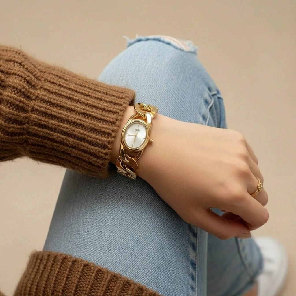 Montre Gourmette – Cadran Blanc