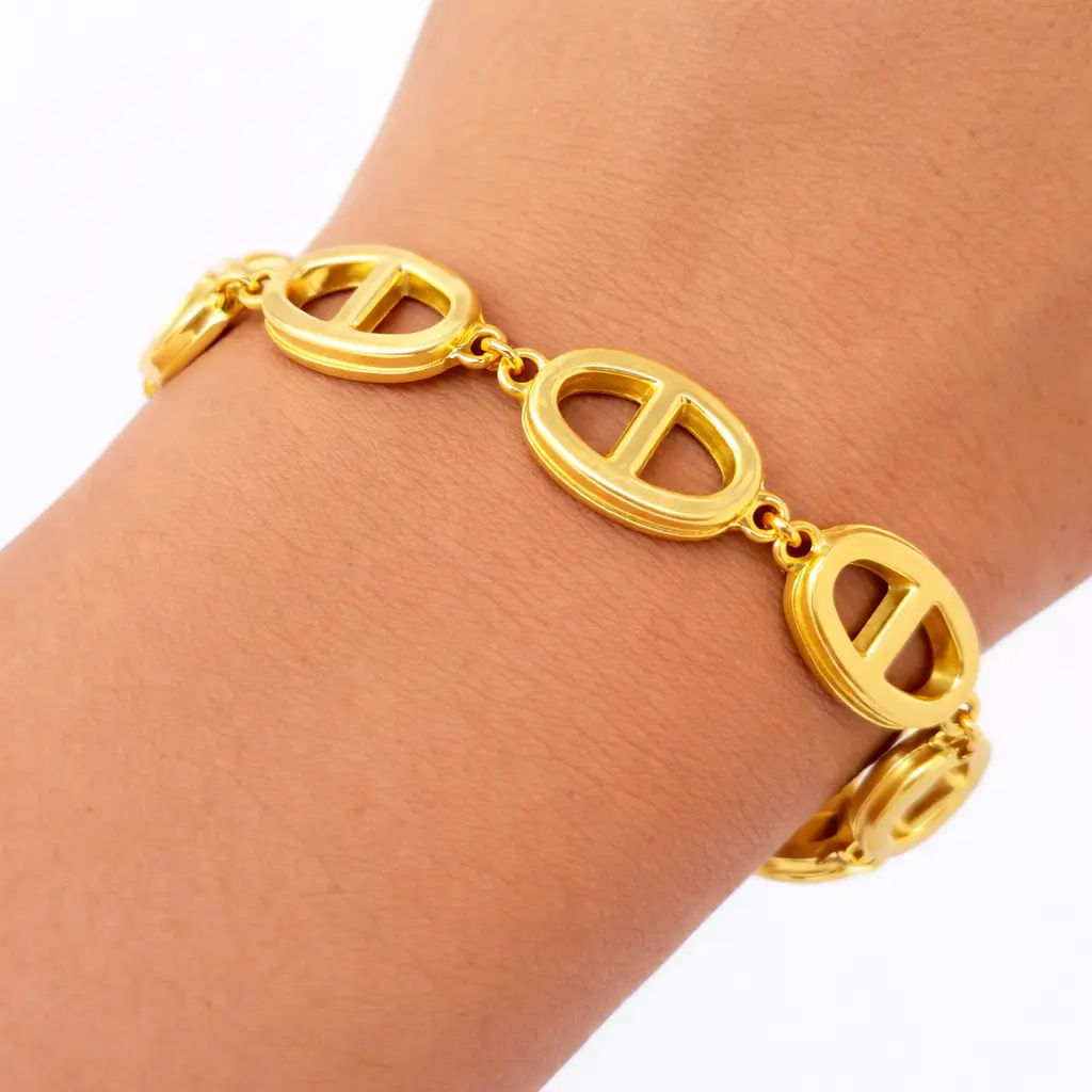 Ensemble Maille Marine – Collier et Bracelet en Acier Inoxydable Doré – Image 4