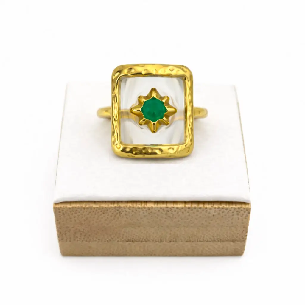 Bague en acier inoxydable Étoile Verte