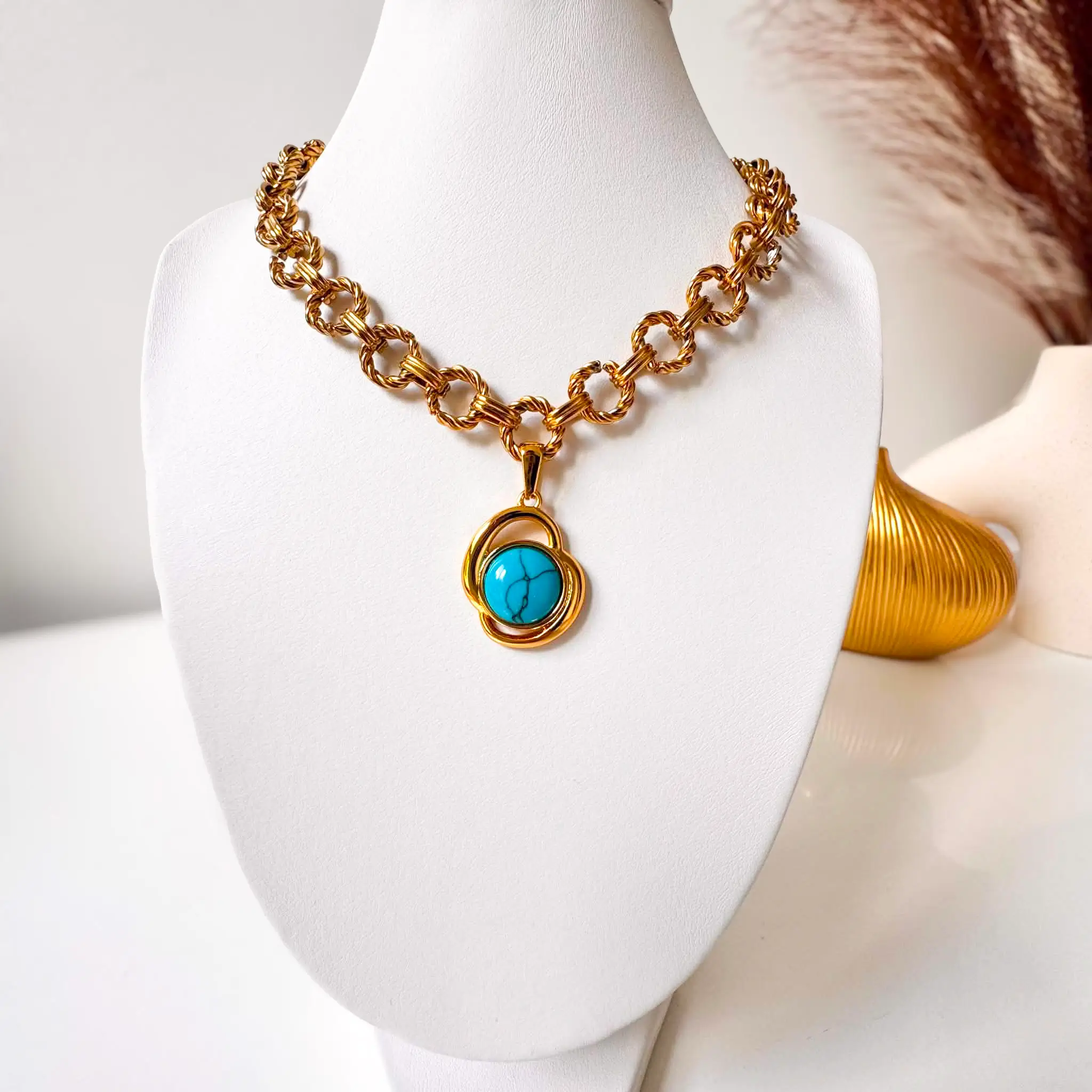 Collier Turquoise Fleur Ottomane