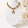 Gold Pendant Necklace Starfish | Shell Necklace Beach Jewelry | Gold Chain Necklace Ocean Inspired Gift | Pearl Starfish Necklace Summer
