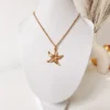 Gold Pendant Necklace Starfish | Shell Necklace Beach Jewelry | Gold Chain Necklace Ocean Inspired Gift | Pearl Starfish Necklace Summer